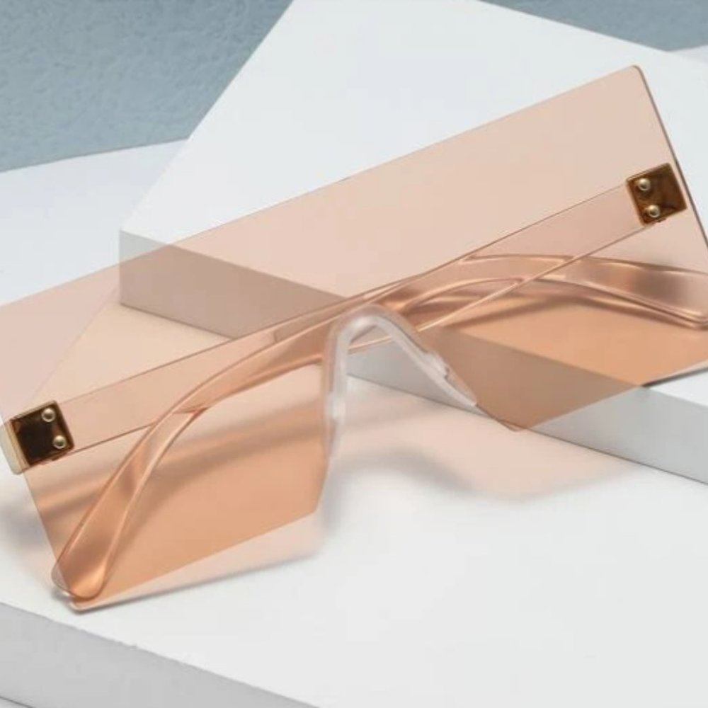 Rimless Flat Top Shield Fashion Glasses